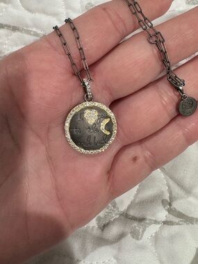 Two-Tone Gold and Silver 'I Love You to the Moon and Back' Pendant Necklace